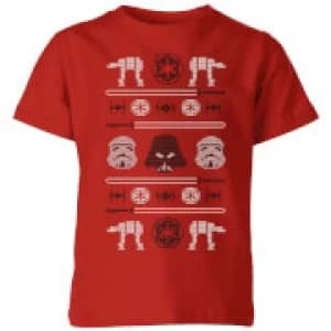 Star Wars Imperial Knit Kids Christmas T-Shirt - Red - 11-12 Years