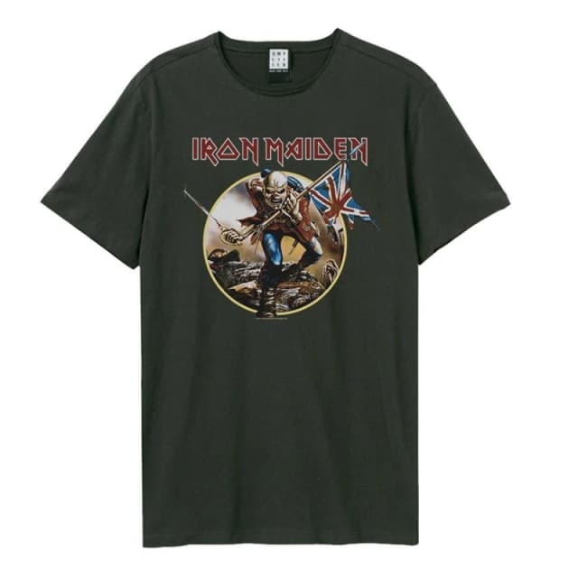 Amplified Amplified Men Trooper Iron Maiden T-Shirt in Charcoal Size: Small Charcoal S Male 5063470344086