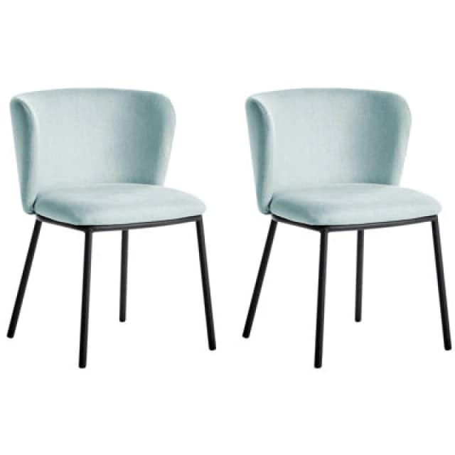 Beliani Set Of 2 Dining Chairs Mina Light Blue
