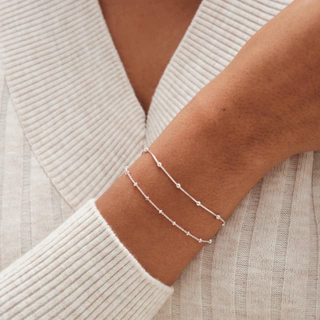 Simply Silver Sterling Silver 925 Polished Double Row Ball Chain Hoop Earrings One Size Silver 70542711000