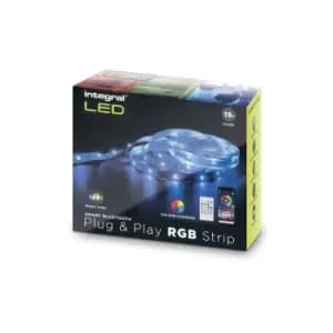 Integral LED Lighting - Integral rgb Plug Play LED Strip Kits IP20 5M 4.5W/M 10mm Width 120 Beam With ir Controller & Bluetooth App Control uk Plug