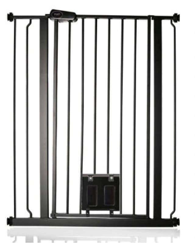 Bettacare Pet Gate With Lockable Cat Flap, 81.4Cm - 89Cm, Black, 104Cm In Height