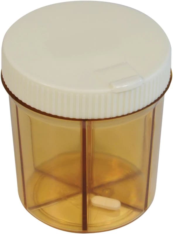 6 Section Pill Dispenser Tablet Box Organiser, Rotating top and Flip Up Lid Transparent Design Specifically Designed for Larger Tablets and Vitamins M