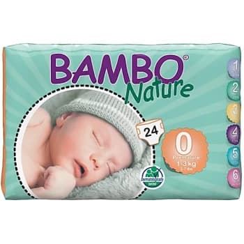 Bambo Nature Disposable Nappies - Premature - Size 0 - Pack of 24