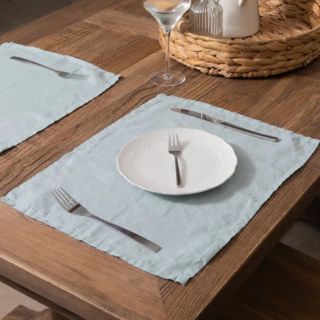 Native Natural Aqua Linen Placemats, Blue PLACEMAT-Blue