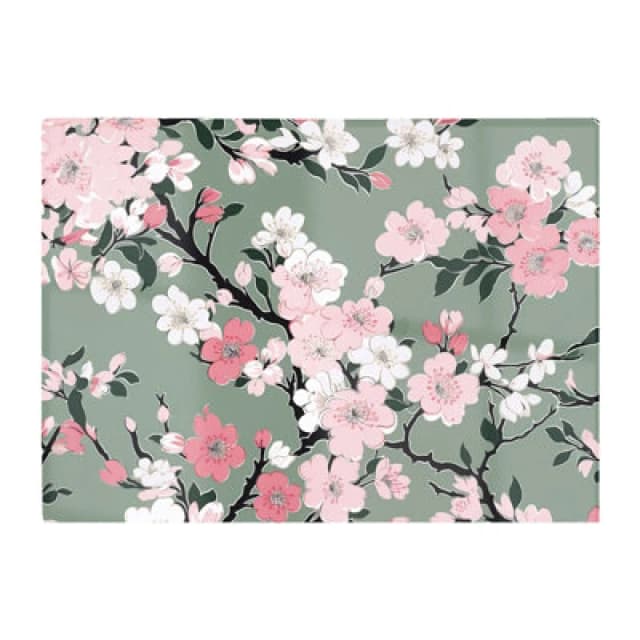 Warren Reed Designer Pink Floral Abstract Pattern Glass Chopping Board