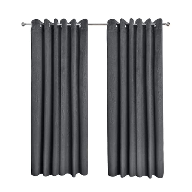 Emma Barclay Blackout Curtains Thermal Velvet Eyelet Midnight Charcoal Grey unisex 117x137cm