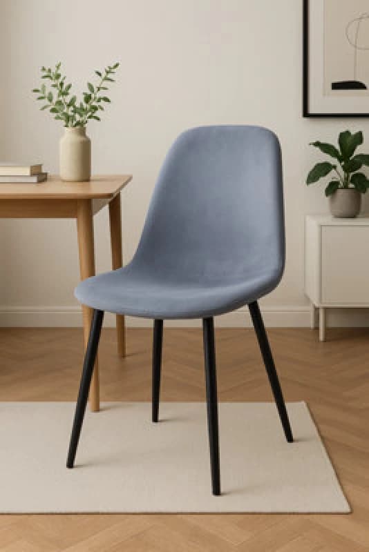 Ds Living Luxe Dining Chair 2Pc Blue Mirage Black Powder Legs