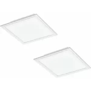 2 pack Wall / Ceiling Light White Aluminium 300mm Square Panel 16W LED 4000K