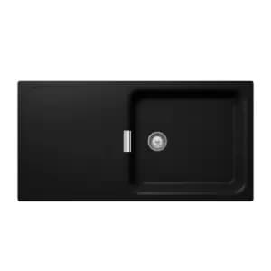 Single Bowl Inset Black Granite Kitchen Sink with Reversible Drainer - Rangemaster Schock Waterfall