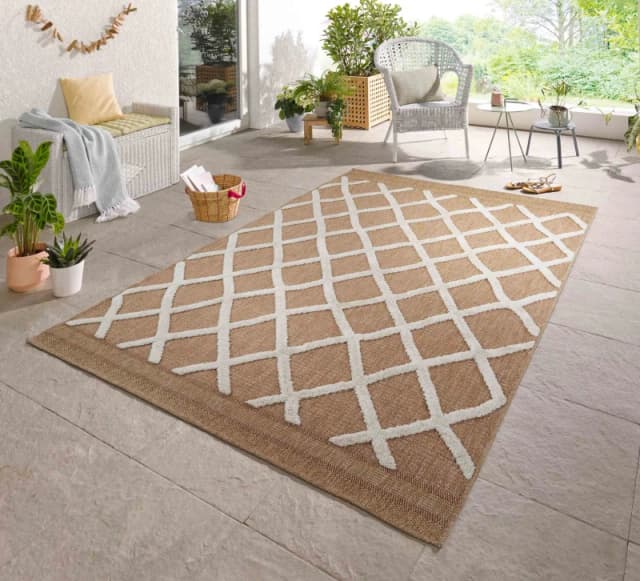Harper Aztec Pattern Water Resistant Indoor Area Rugs Cream 160X230 Cm