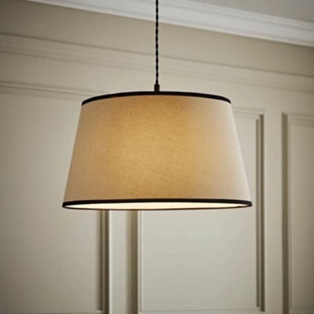 ValueLights ValueLights Aspen Linen Black Trim Edge Tapered Easy Fit Pendant Lamp Shade in Off White Size: Large Off White Large Unisex 501652927391