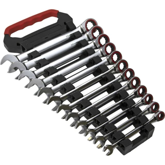 Loops 12pc PREMIUM Combination Ratchet Spanner Set - 12 Point Metric Socket Hardened Multi