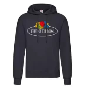 Fruit of the Loom Mens Vintage Big Logo Hoodie (L) (Deep Navy)