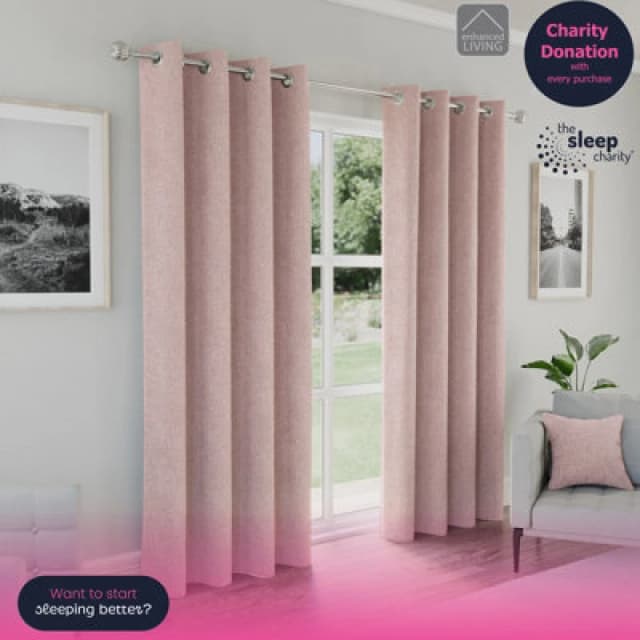 Enhanced Living Enhanced Living Austin Blush Pink Eyelet 100% Blackout Curtains 46 X 72" (117X183Cm) Thermal Noise Reducing Eyelet Cur