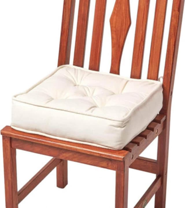 Homescapes Cotton Dining Chair Booster Cushion Cream