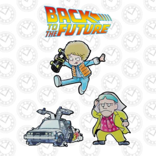 Back To The Future Japanese Style Limited Edition Triple Pin Badge Set Multi unisex
