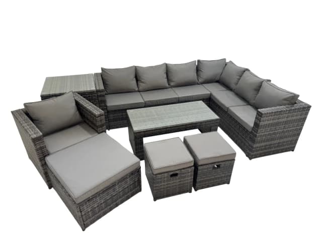 Fimous Garden Furniture Set with Chair 3 Stool Side Table Dark Grey Mixed Dark Grey Unisex