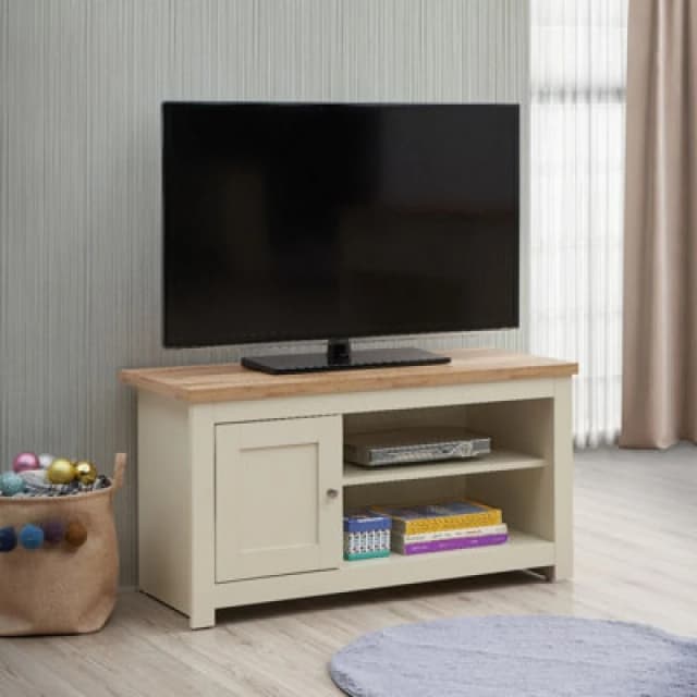 Timber Art Design Lisbon TV Unit Stand Media 1 Door And Open Shelf Cream
