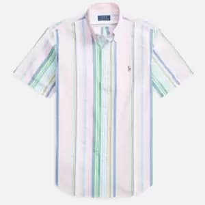 Polo Ralph Lauren Mens Seersucker Short Sleeve Shirt - Pink/Blue Multi - M