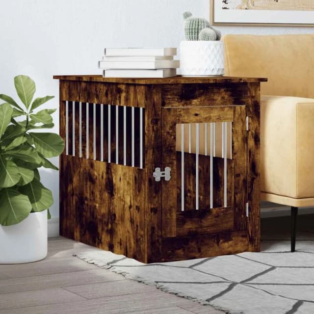 vidaXL Dog Crate Furniture Smoked Oak 55x80x68cm Engineered Wood, Brown 838327