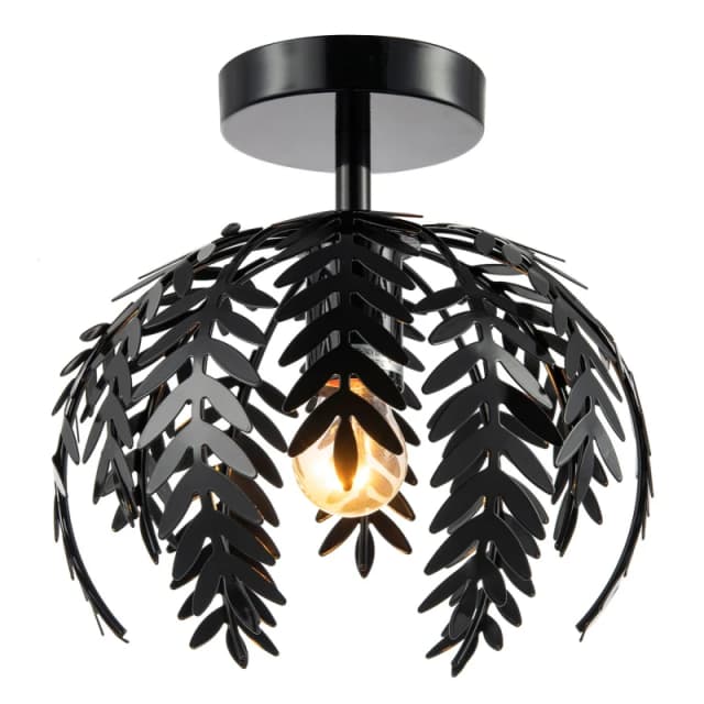 Happy Homewares Contemporary Fern Leaf Designed Ceiling Lighting Fitting in Black Gloss Finish Black Unisex