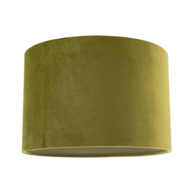 Happy Homewares Soft Velvet Olive Green Fabric Round Lamp Shade For Table Or Pendant