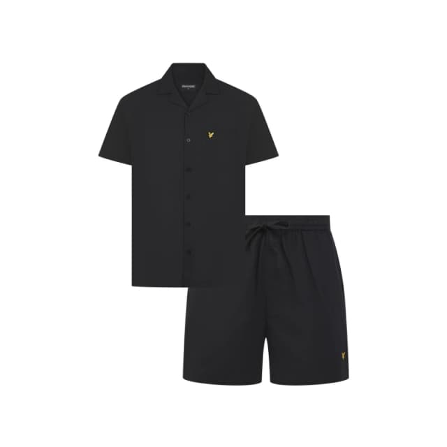 Lyle and Scott Mens Poplin Pyjama Short-Sleeve Top Black male S