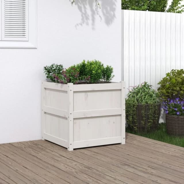 vidaXL Garden Planter White 60x60x60cm Solid Wood Pine, White 837426