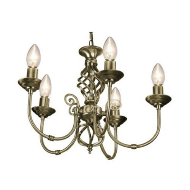 Happy Homewares 5 Light Antique Brass Classic Knot Twist Chandelier Ceiling Light Fitting