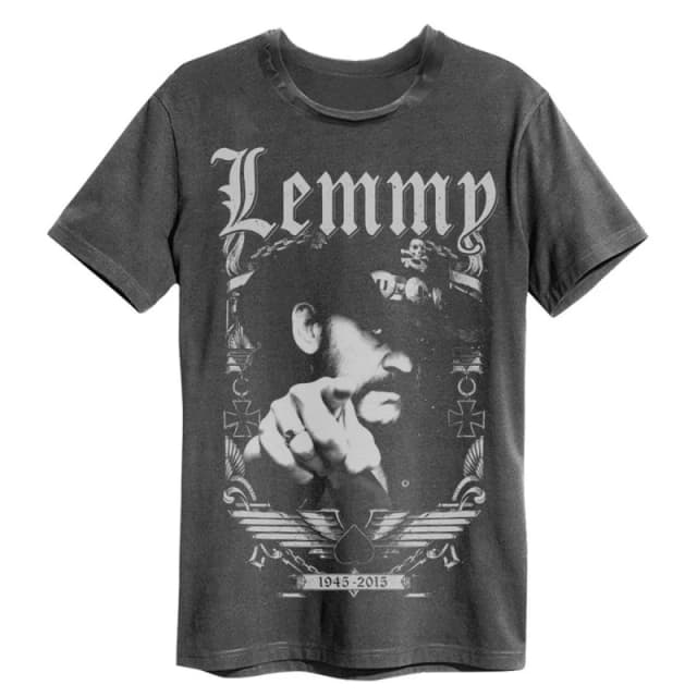 Amplified Amplified Men 1945 Lemmy T-Shirt in Charcoal Size: Small Charcoal S Male 5059699799165