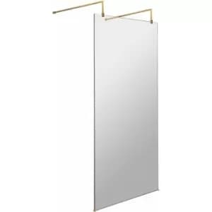 Wet Room Screen with Brass Support Arms and Feet 1000mm Wide - 8mm Glass - Hudson Reed