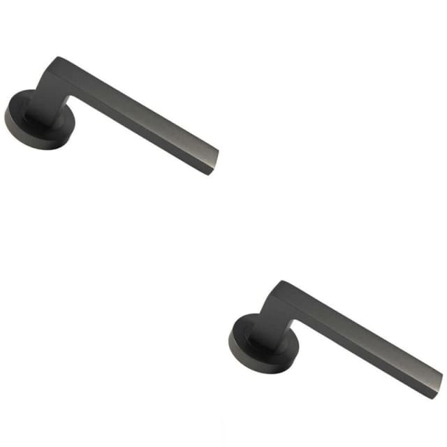 Loops 2x PAIR Straight Square Handle on Round Rose Concealed Fix Matt Bronze Finish Multi