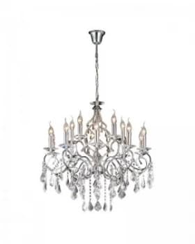 Chandelier 15 Light Polished Chrome, Crystal