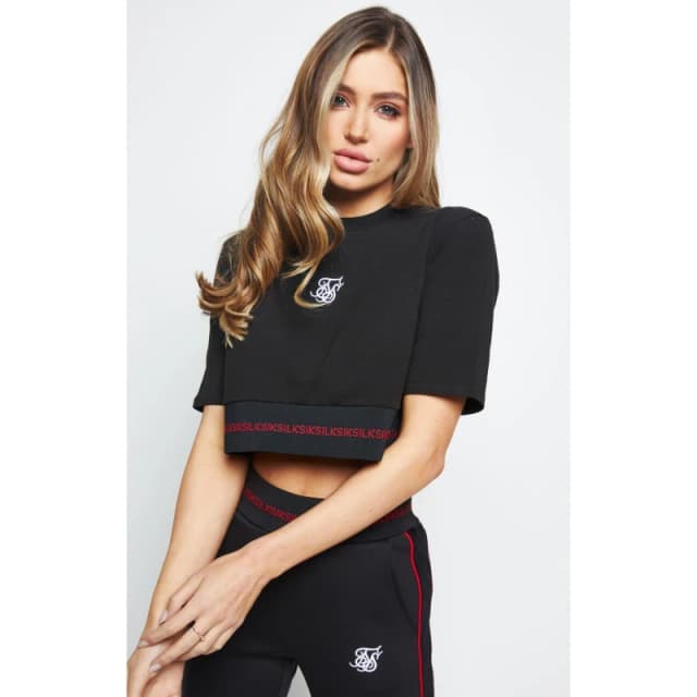 SikSilk Cropped T-Shirt - Black XS