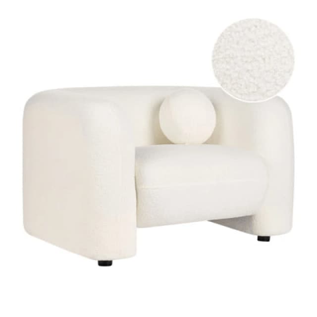 Beliani Minimalist Boucle Armchair White Leiren