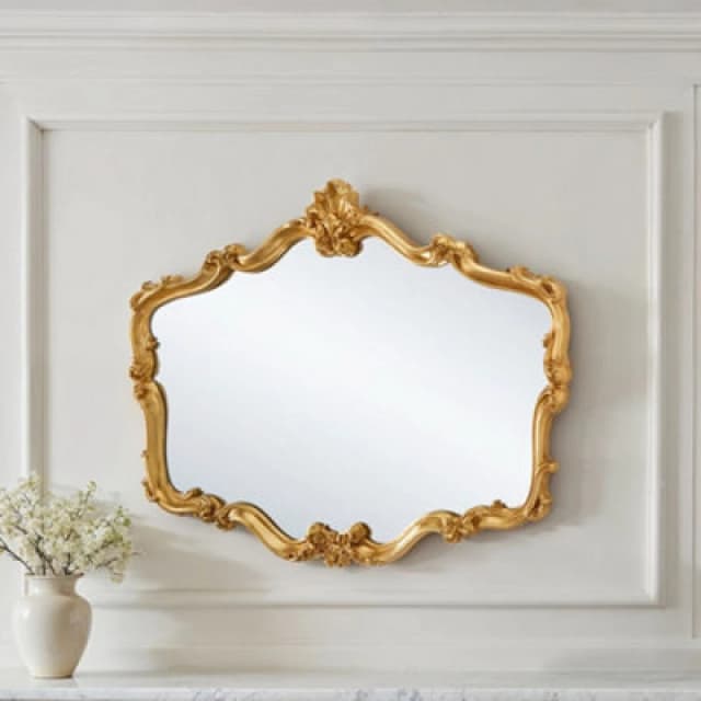 Yearn Mirrors Yearn Mirrors Regency Decorative Landscape Mirror Gold in Metallic Gold Metallic Gold One Size Unisex 0756406343790