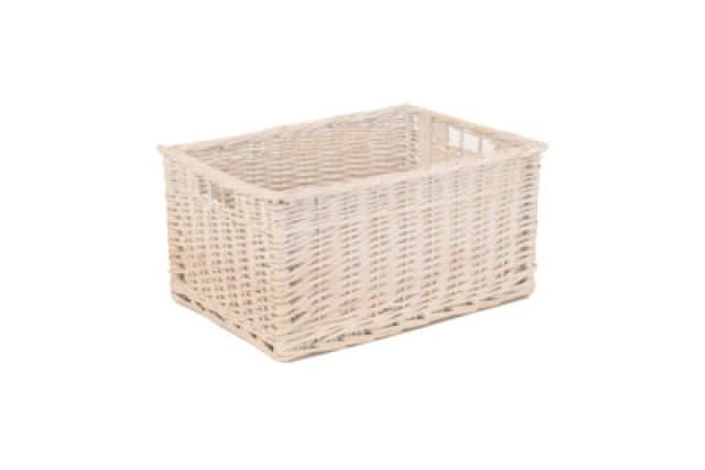 Red Hamper St002-03 Wicker White Wash Storage Open Basket Large