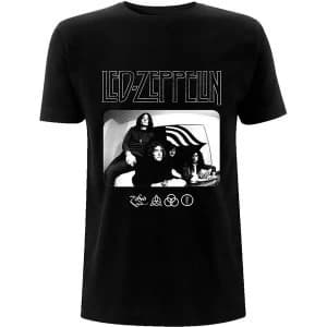 Led Zeppelin - Icon Logo Photo Unisex Large T-Shirt - Black