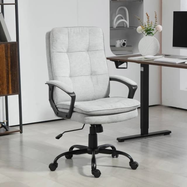 HOMCOM Office Chair, Computer Desk Chair with Dual-Layer Padding in Grey Grey Unisex