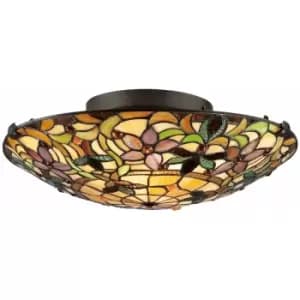 2 Bulb Flush Light Low Ceiling Vintage Bronze LED E27 60W Bulb