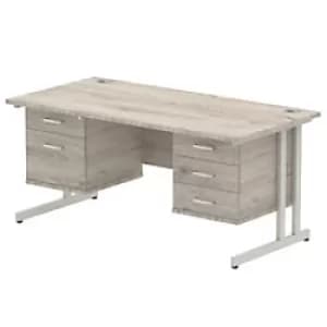 Dynamic Ergonomic Desk Impulse MIRDC16FP2FP3GRY Rectangular MFC 1400 mm x 800 mm x 730 mm Grey Oak