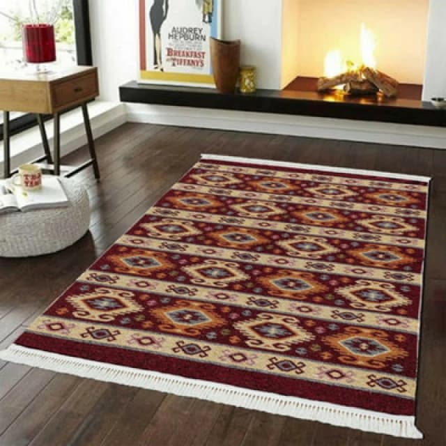 Smart Living Luxury Traditional Design Soft Reversible Washable Aqcha Rug - 120Cm X 170Cm - Red