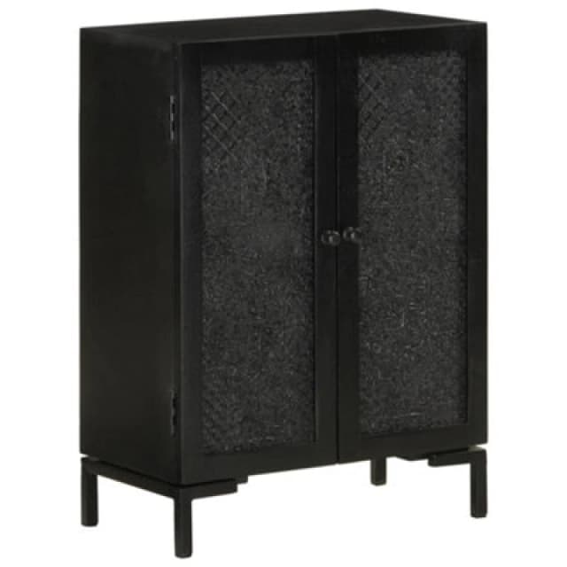 VIDAXL Sideboard Black 55x30x77cm Solid Wood Mango and Iron Vidaxl 8720845680671