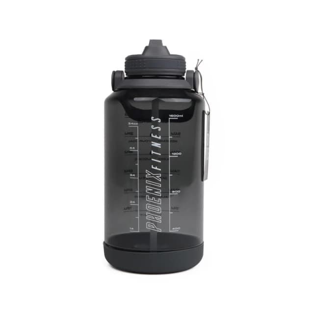 Phoenix Fitness 2 Litre Motivational Water Bottle with Straw in Grey Size: 2L Grey Unisex 2L