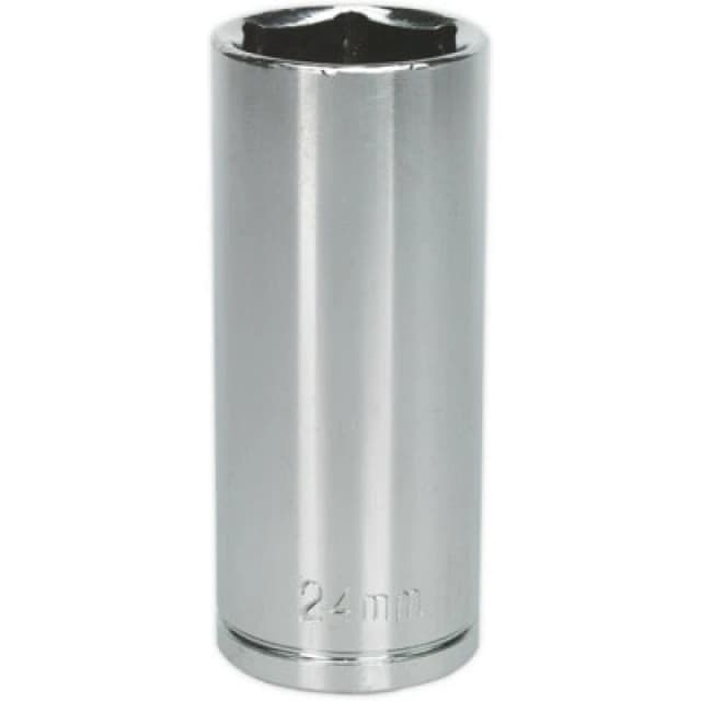 Loops 24mm Chrome Plated Deep Drive Socket - 1/2" Square Drive High Grade Carbon Steel Metallics