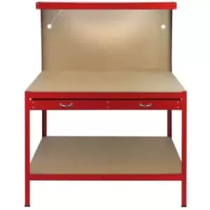 Monster Racking - Garage Workbench Red Pegboard Drawer Shelves LED Light Heavy Duty - Red