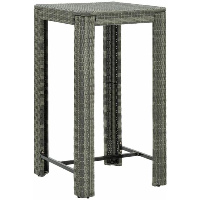 VIDAXL Garden Bar Table Grey 60.5x60.5x110.5cm Poly Rattan Vidaxl 8720286003084