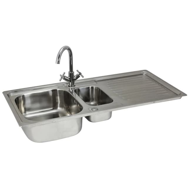 Kitchen Sinks 1.5 Bowl Stainless Steel Kitchen Sink Reversible Double Basin