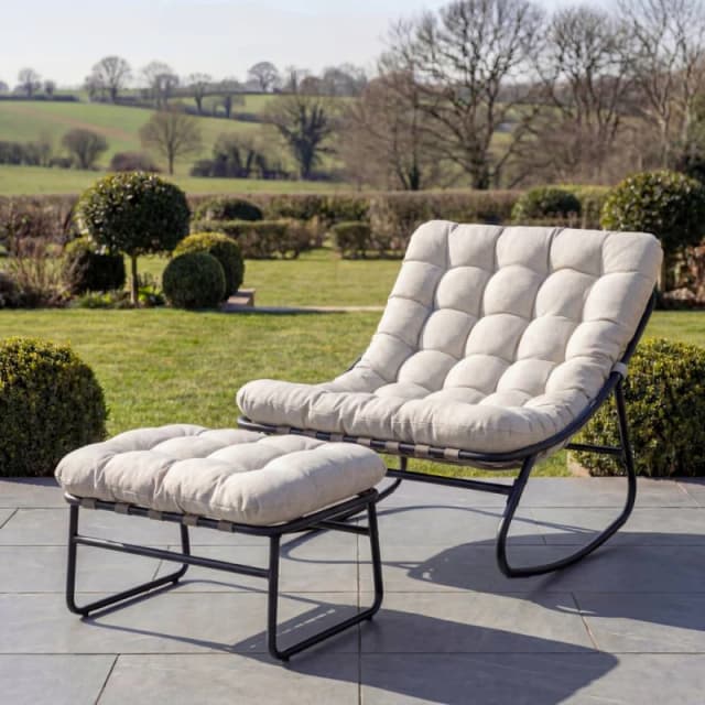 Artemis Home Solace Outdoor Rocking Chair & Stool in Beige Beige Unisex